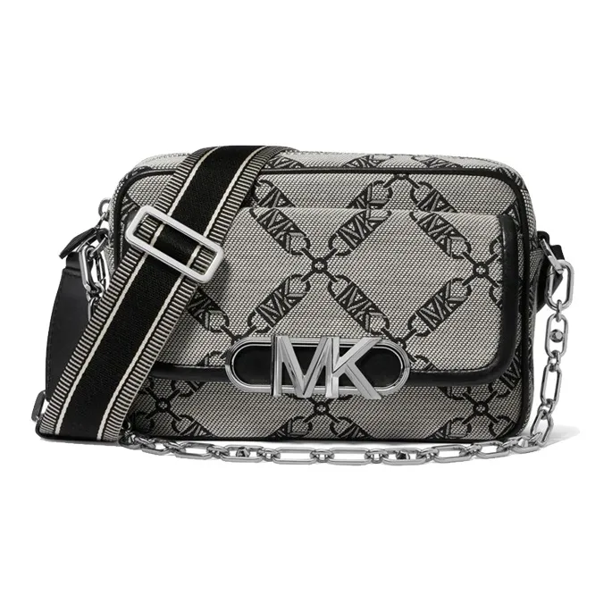 MICHAEL KORS Fabric Shoulder Bag, Crossbody Bag Medium Size Women's Beige & Black