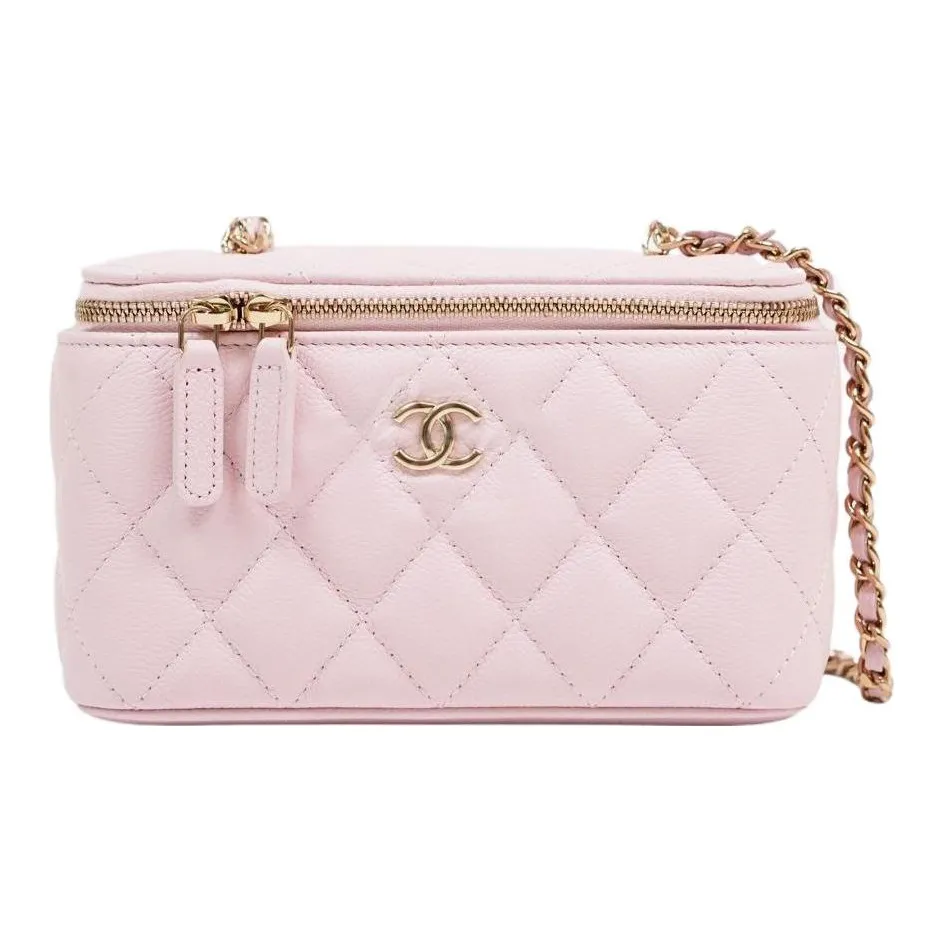 CHANEL Vanity Case With Chain Pink