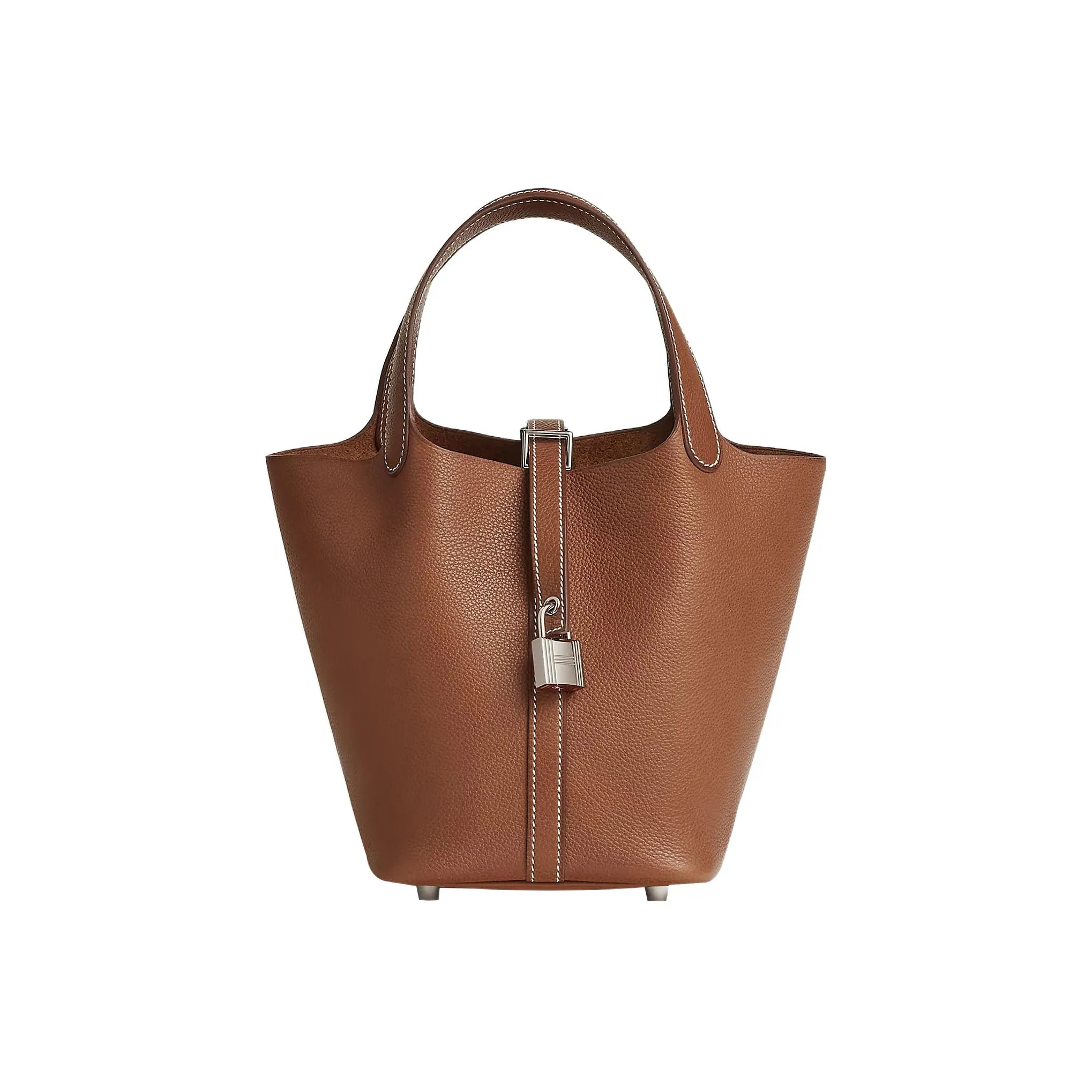 HERMES Picotin Lock Barenia Faubourg Saddle Leather Basket Bag Handbag Bucket Bag 18 Women's 34 Fauve Light Tawny