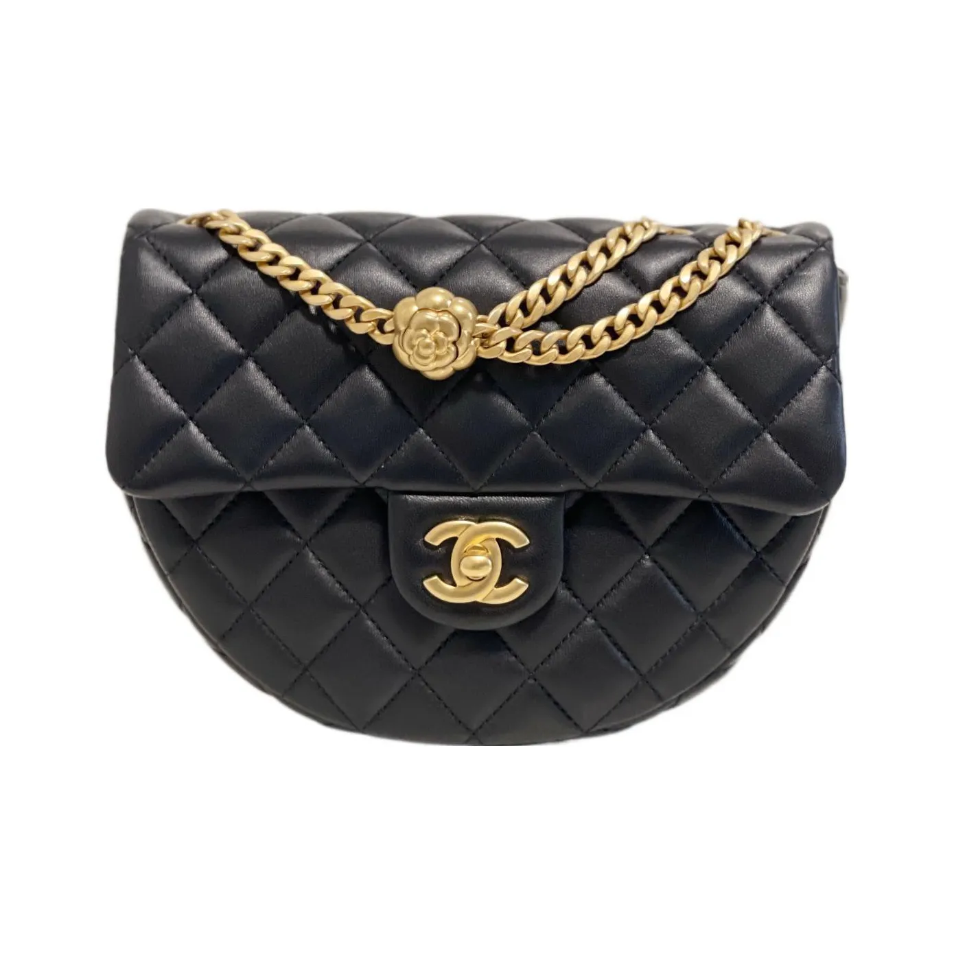 CHANEL Lambskin Messenger Bag, Chain Bag, Shoulder Bag, Crossbody Bag Trumpets Women's Black