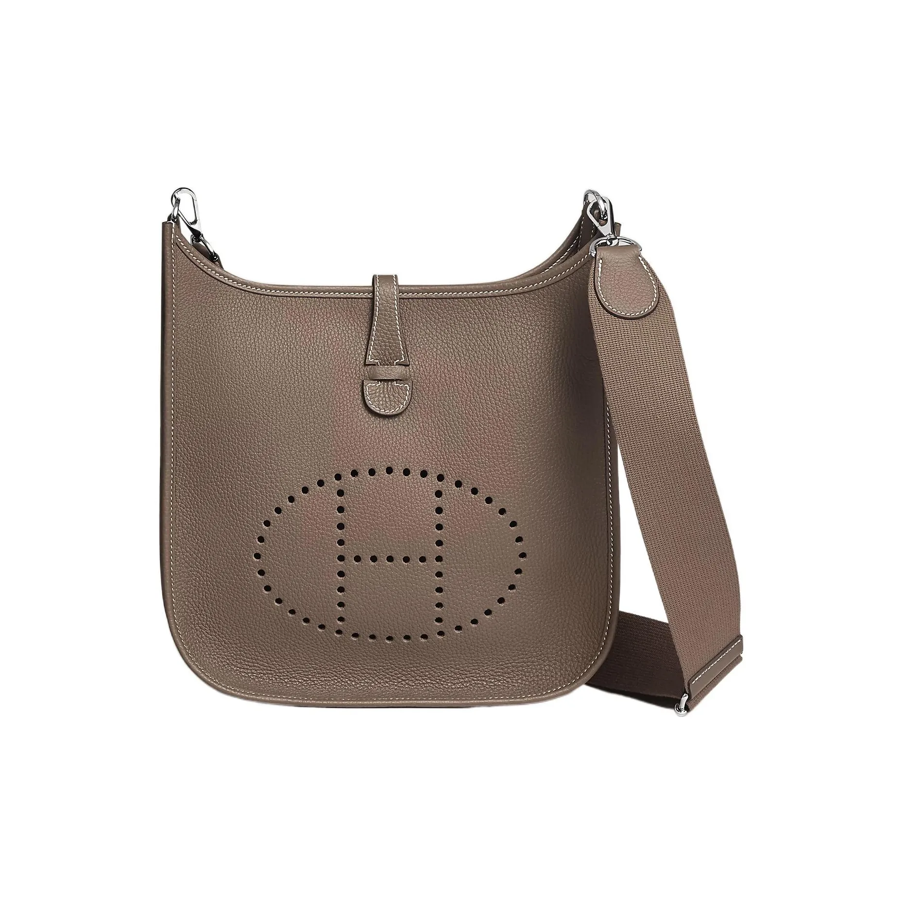 HERMES Evelyne Clemence Calfskin Crossbody Bag Shoulder Bag Unisex 18 Etoup Elephant Gray