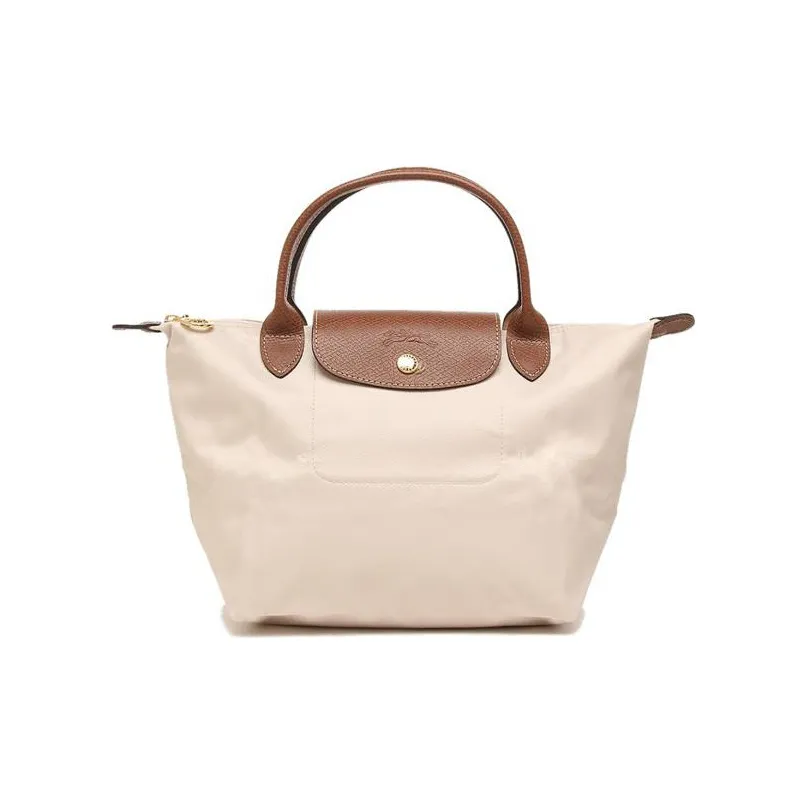 LONGCHAMP Le Pliage Canvas With Leather Canvas Bag Dumpling Bag HandBags Coccinelle Small Size Women's Paper Color
