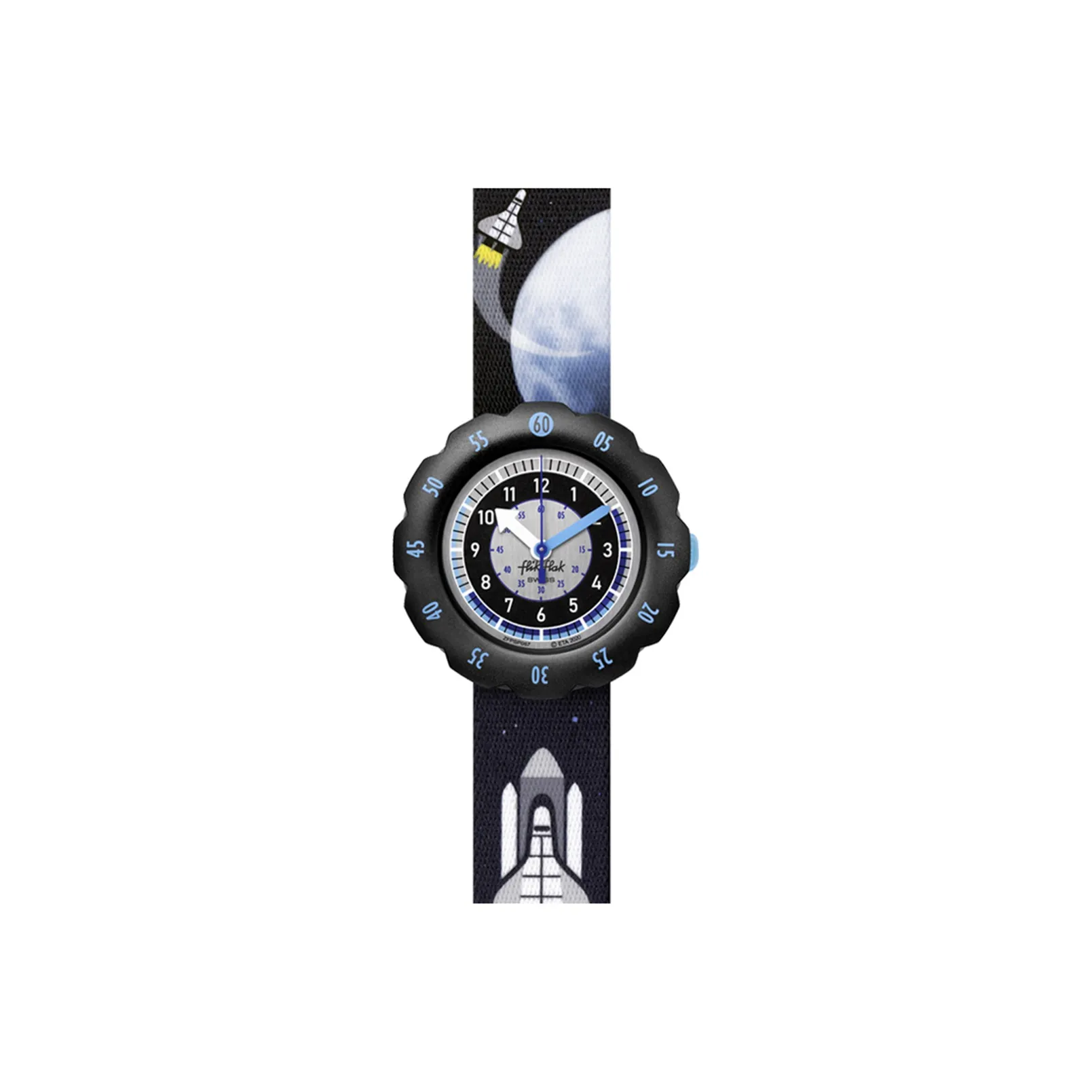 SWATCH Flik Flak Feifei Series Кварцевый механизм Унисекс Часы 34,7 мм Черный циферблат Пластиковый корпус Силиконовый ремешок