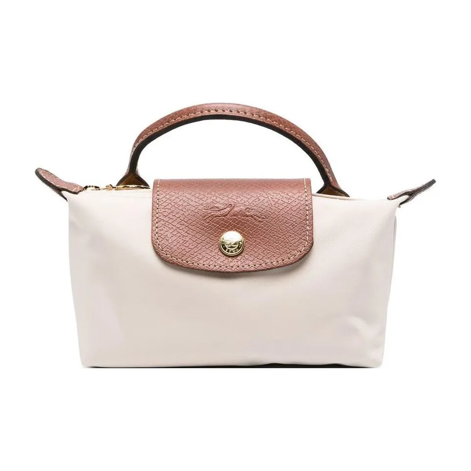 LONGCHAMP Le Pliage Recycled Canvas With Leather Trim Dumpling Bag Portable Clutches Women's Paper Color