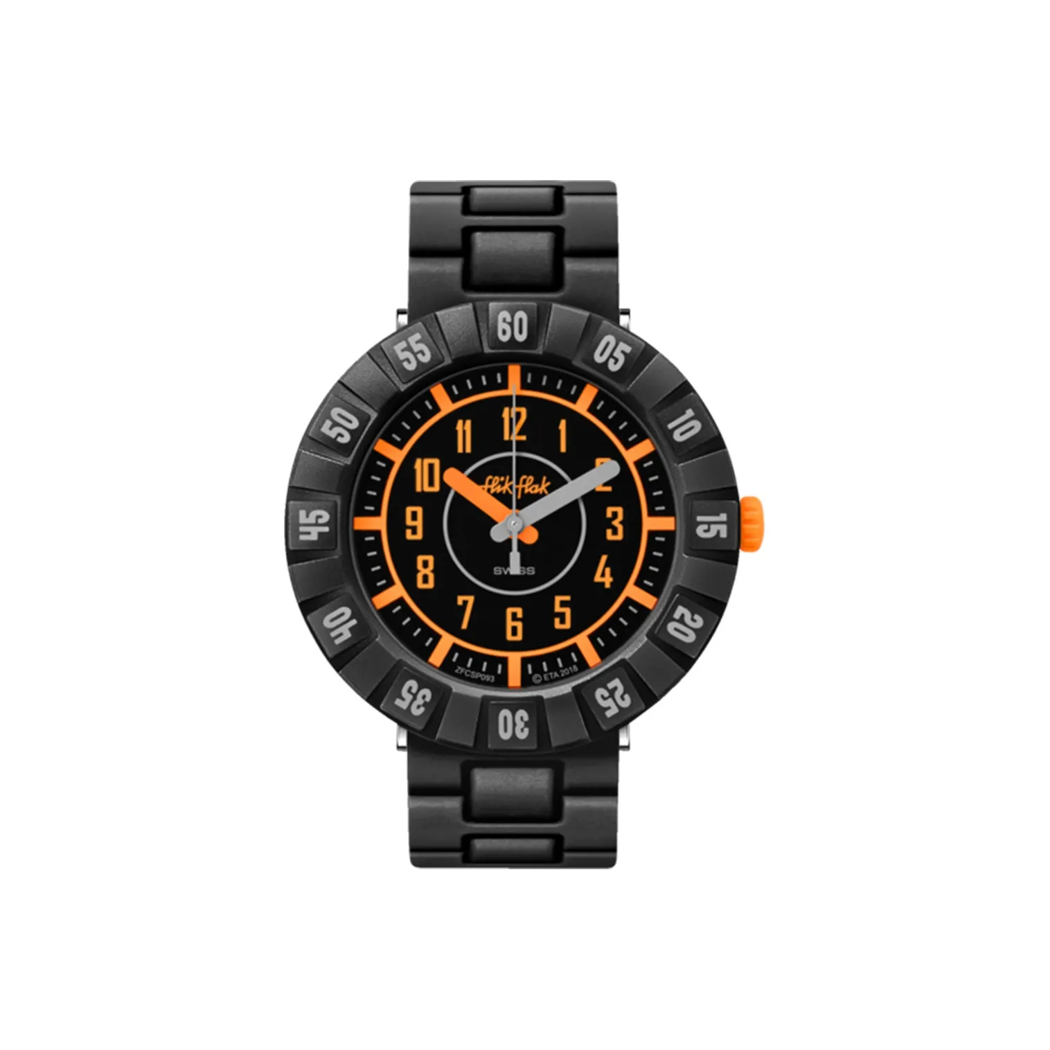 SWATCH Flik Flak Feifei Series Кварцевый механизм Унисекс Часы 36,7 мм Черный циферблат Пластиковый корпус Силиконовый ремешок