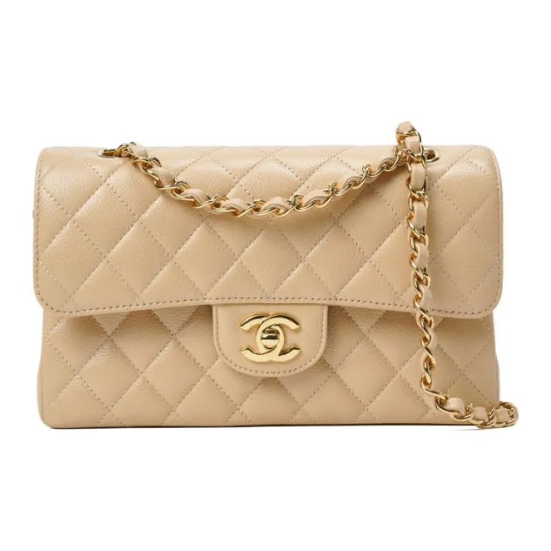 CHANEL Classic Flap CF Grain Calfskin Crossbody Bag, Shoulder Bag Trumpets Women's Beige