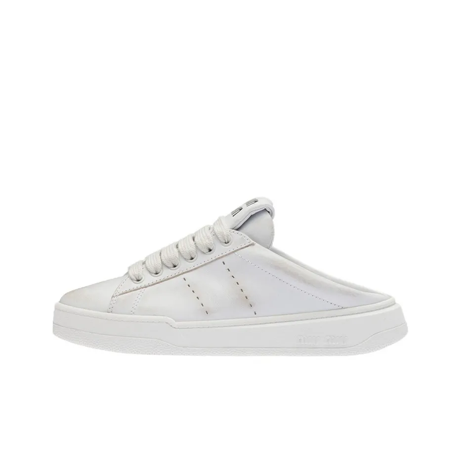 MIU MIU Abrasion Resistant Closed Toe Slippers Women's White