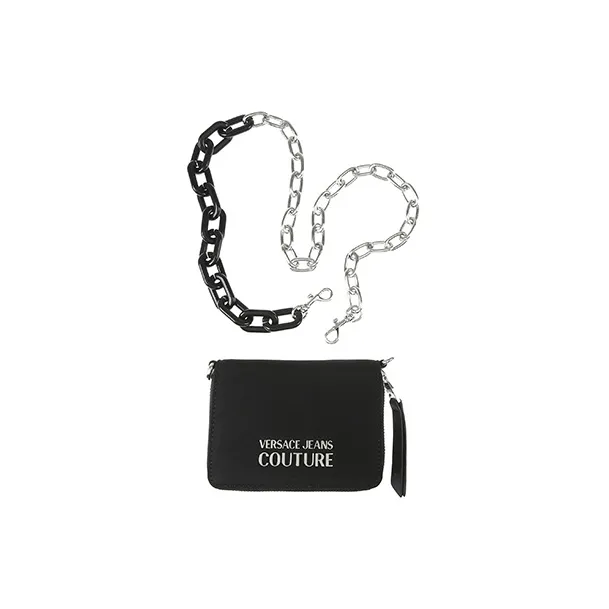 VERSACE JEANS COUTURE Cotton Clutches Card Holder Wallet Women's Black