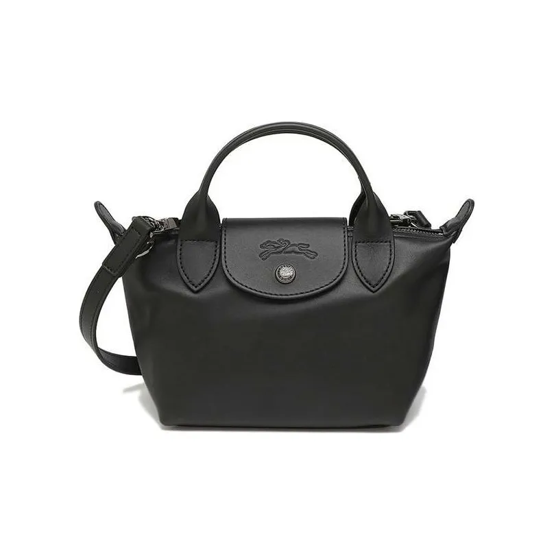 LONGCHAMP Le Pliage Xtra Cow Leather Dumpling Bag One Shoulder Handbag Mini Women's Black
