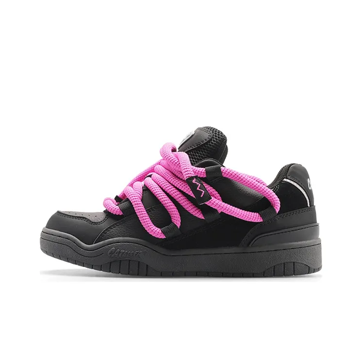 Cat&Sofa Dreadlocks Series Skateboard Shoes Unisex Low Top Black Pink
