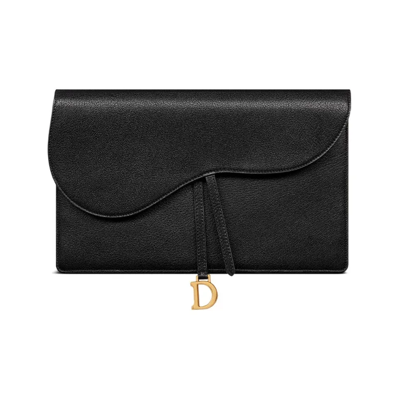 DIOR Saddle Goatskin Clutch Regular Women's Black