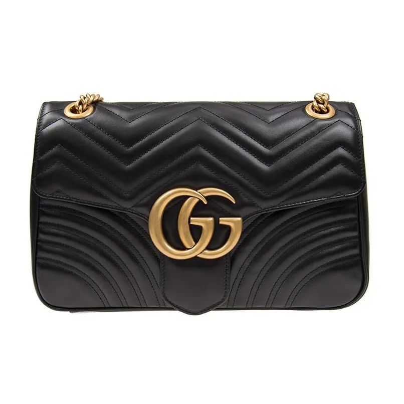 GUCCI GG Marmont Quilted Leather Crossbody Bag, Shoulder Bag Women's Black