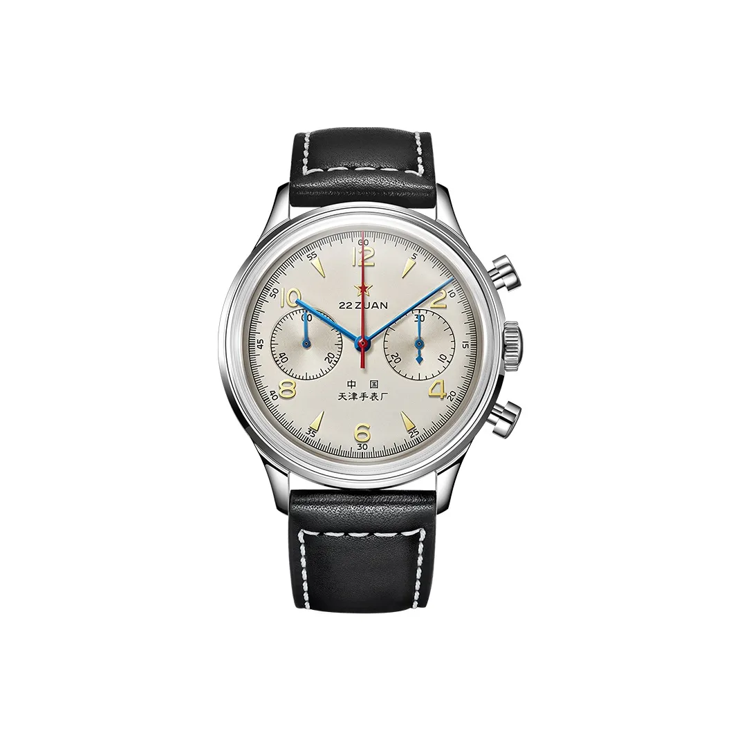 Sea Gull PILOT Manual Mechanical Movement Genuine Leather Strap Watch Men's Watches White Dial