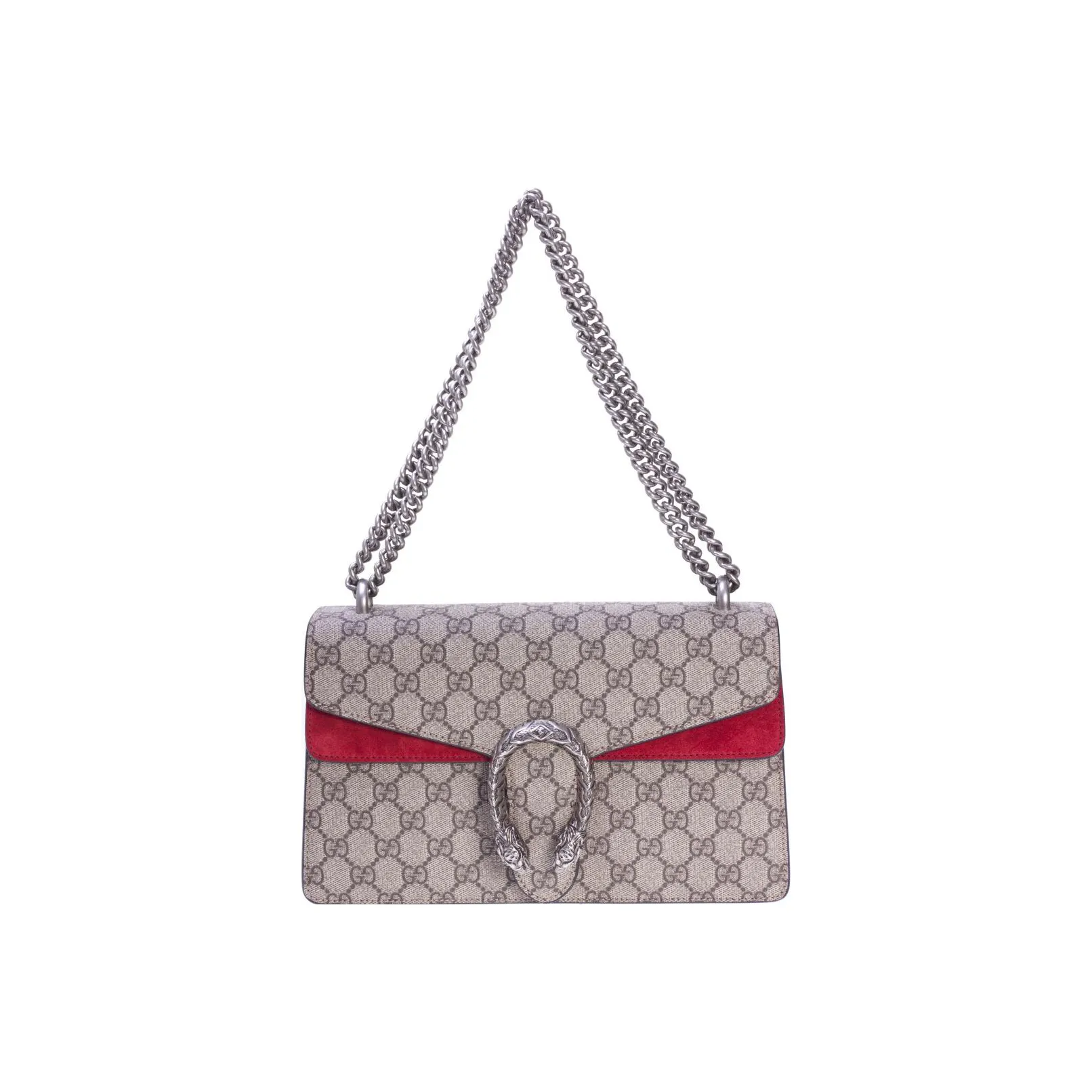 GUCCI Dionysus Canvas With Leather Shoulder Bag, Crossbody Bag Trumpets Women's Ebony & Red