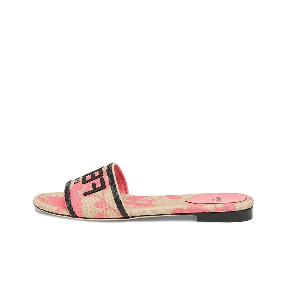 FENDI Embroidered-logo Slip-on Slides