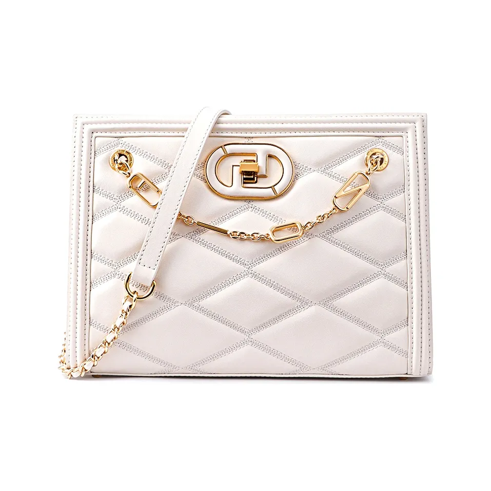 FION Коровья кожа Тоут Сумка Сумка для покупок Сумка через плечо Сумка для женщин Средний размер Черный Белый