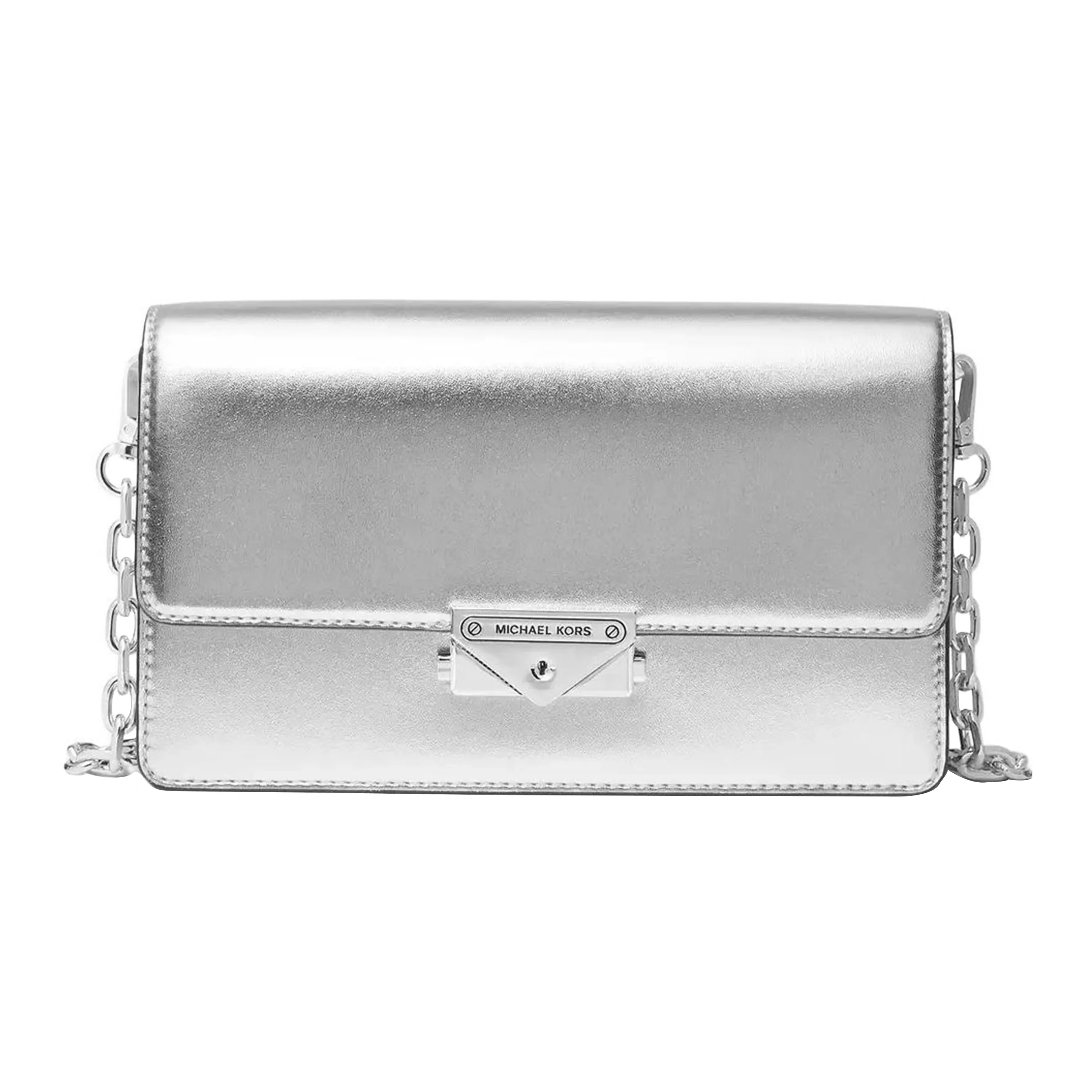 MICHAEL KORS Cece Polyurethane Baguette Bag Crossbody Bag, Shoulder Bag Medium Size Women's Silver