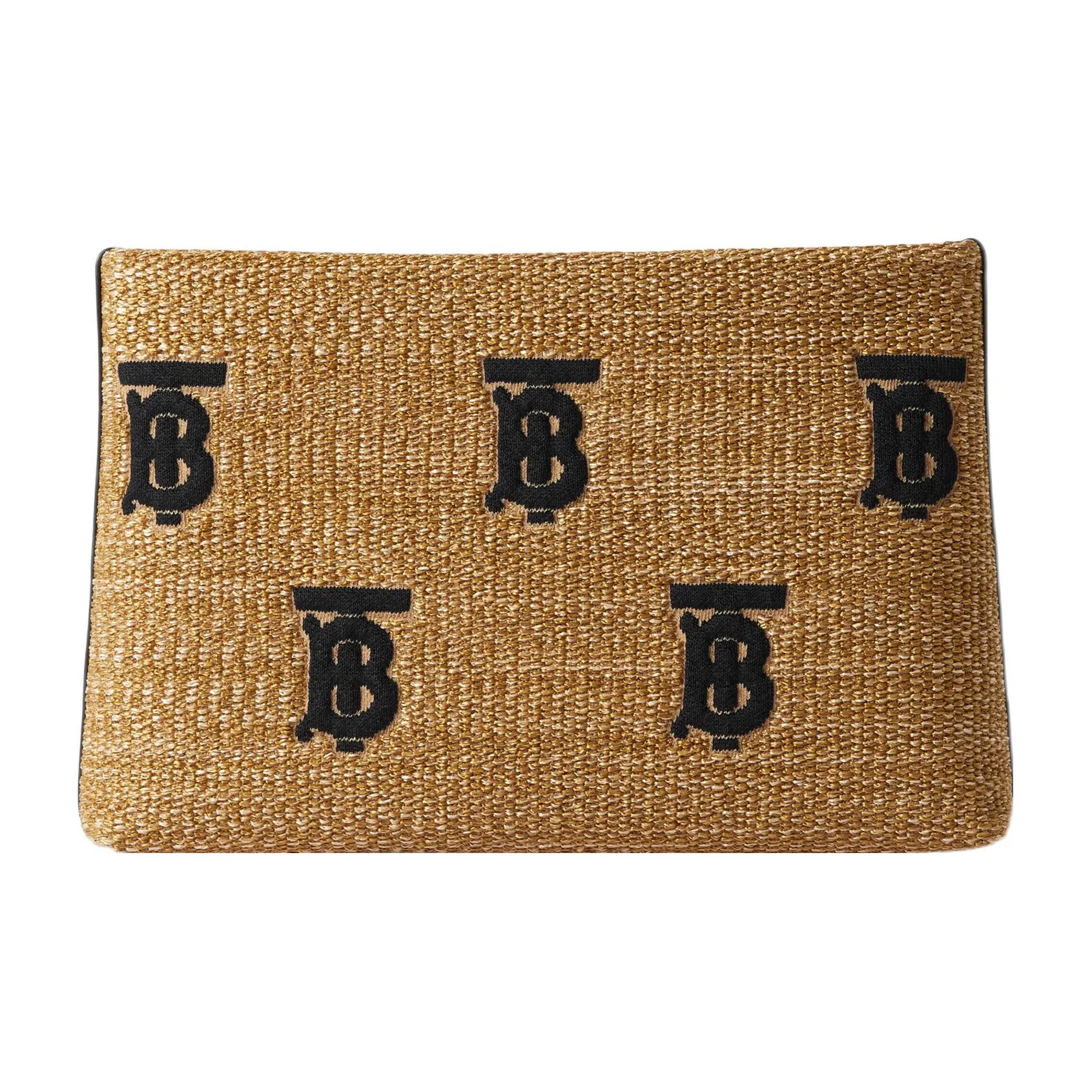 Burberry Raffia With Leather Clutch Women's Natural & Black