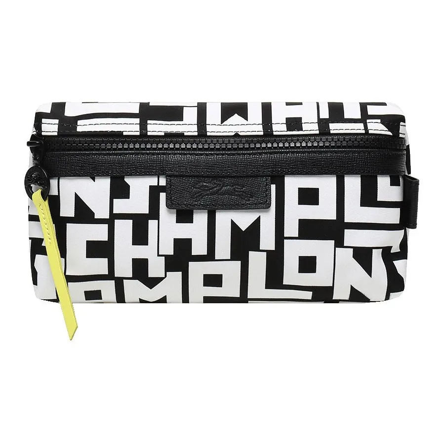 LONGCHAMP Le Pliage LGP Fabric Wallet Makeup Bag Clutch Regular Women
s Black White