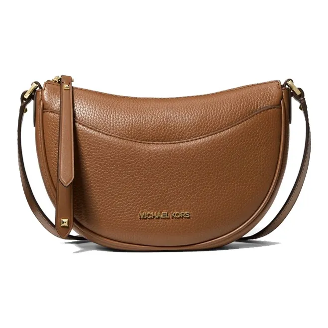 MICHAEL KORS Leather Crescent Bag, Shoulder Bag Trumpets Women's Leather Brown