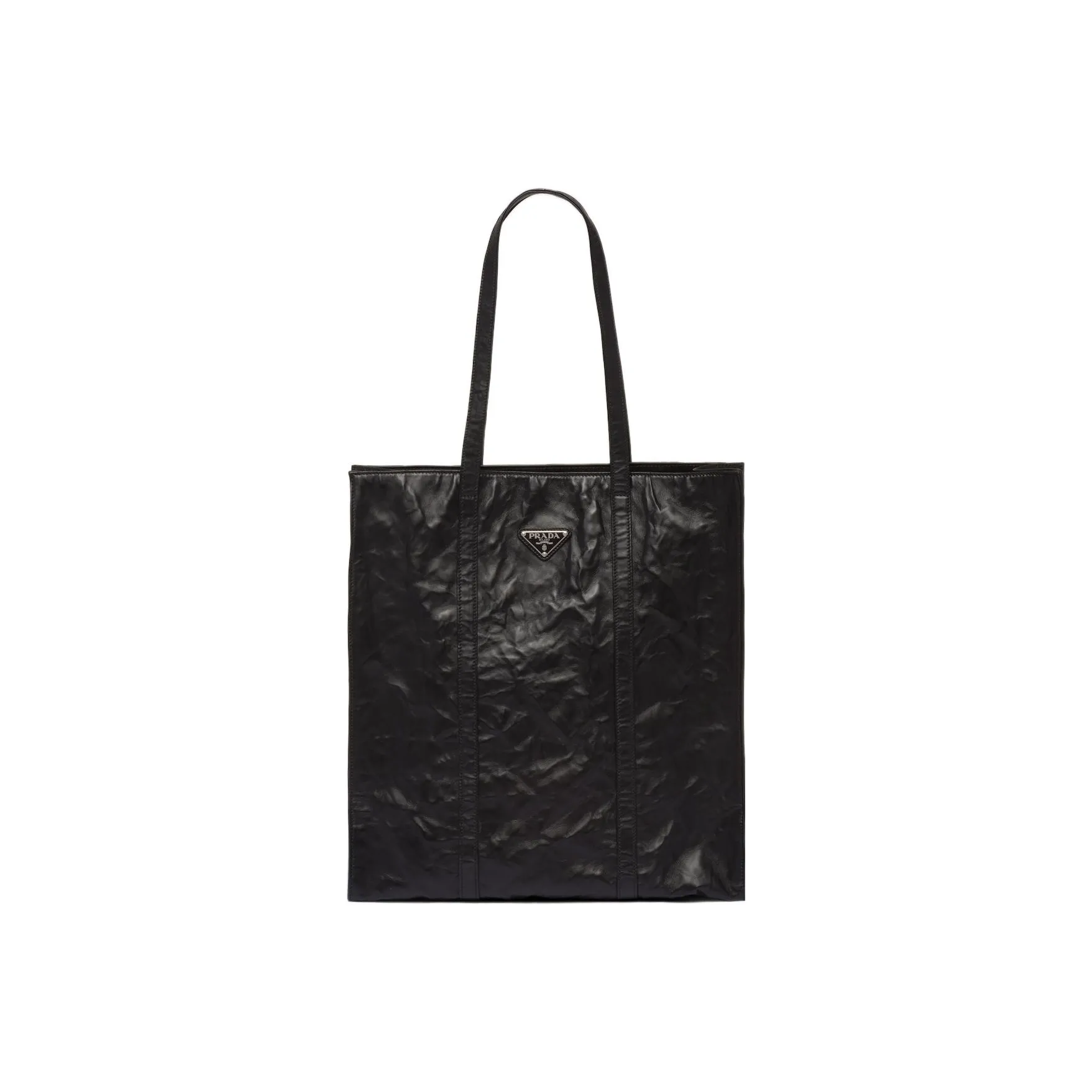 PRADA Soft Sheep Leather Tote Bag, Shopping Bag, Shoulder Bag, Handbag Medium Size Women's Black