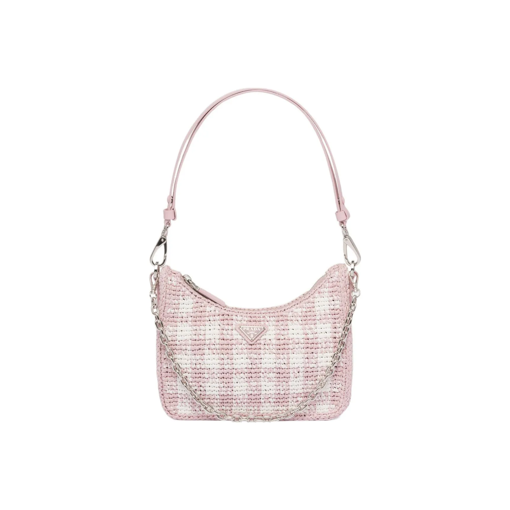 PRADA Re Edition Straw And Wicker Handbag Shoulder Bag Women's Snowflake Pink