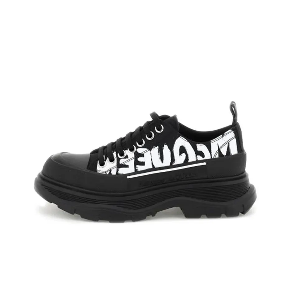 Alexander McQueen Tread Slick Low Lace Up Graffiti Shoes 'Black White' Women's