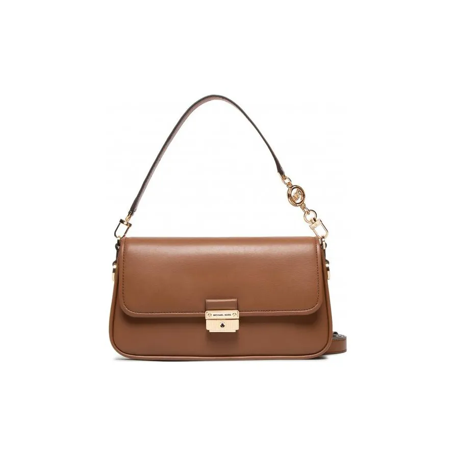 MICHAEL KORS Bradshaw Cow Leather Shoulder Bag, Baguette Bag, Shoulder Bag Women's Caramel Brown