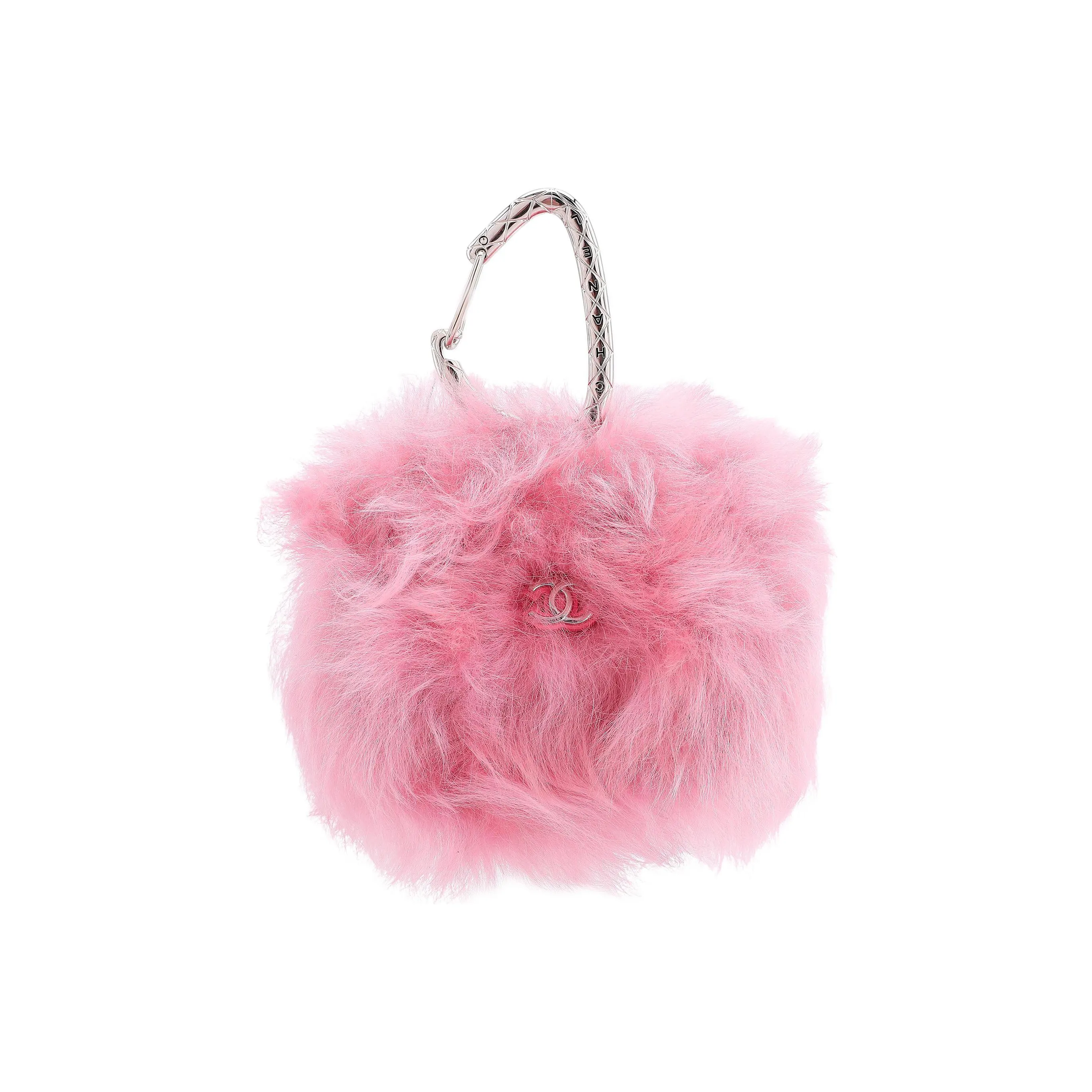 CHANEL Plush Coin Purse Fuzzy Furry Ball Fanny Pack Handbag Mini Women's Pink