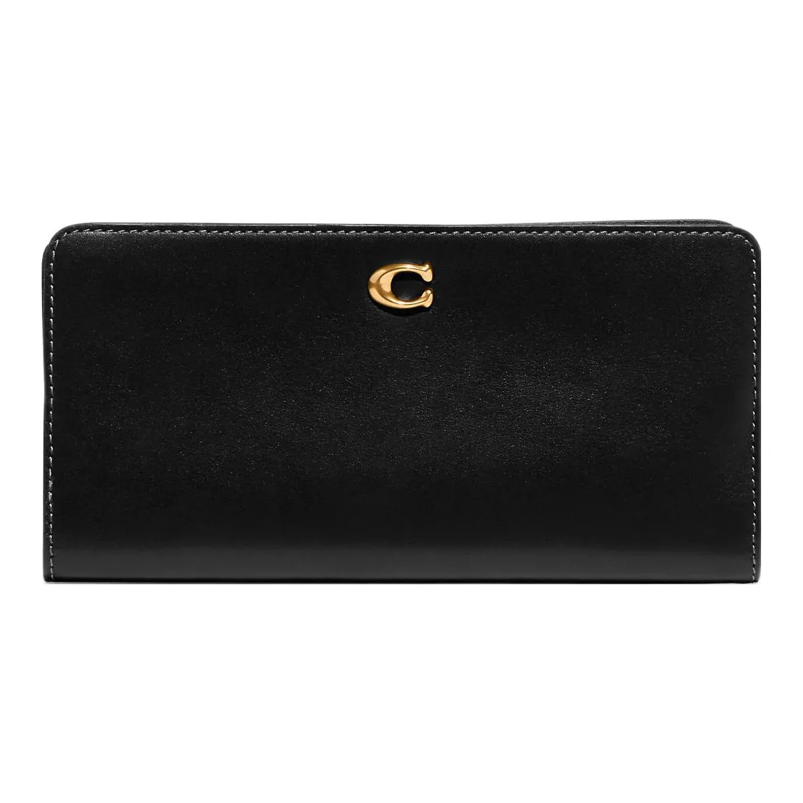 COACH Skinny Wallet Cow Leather Clutch Wallet Trumpets Women's Black