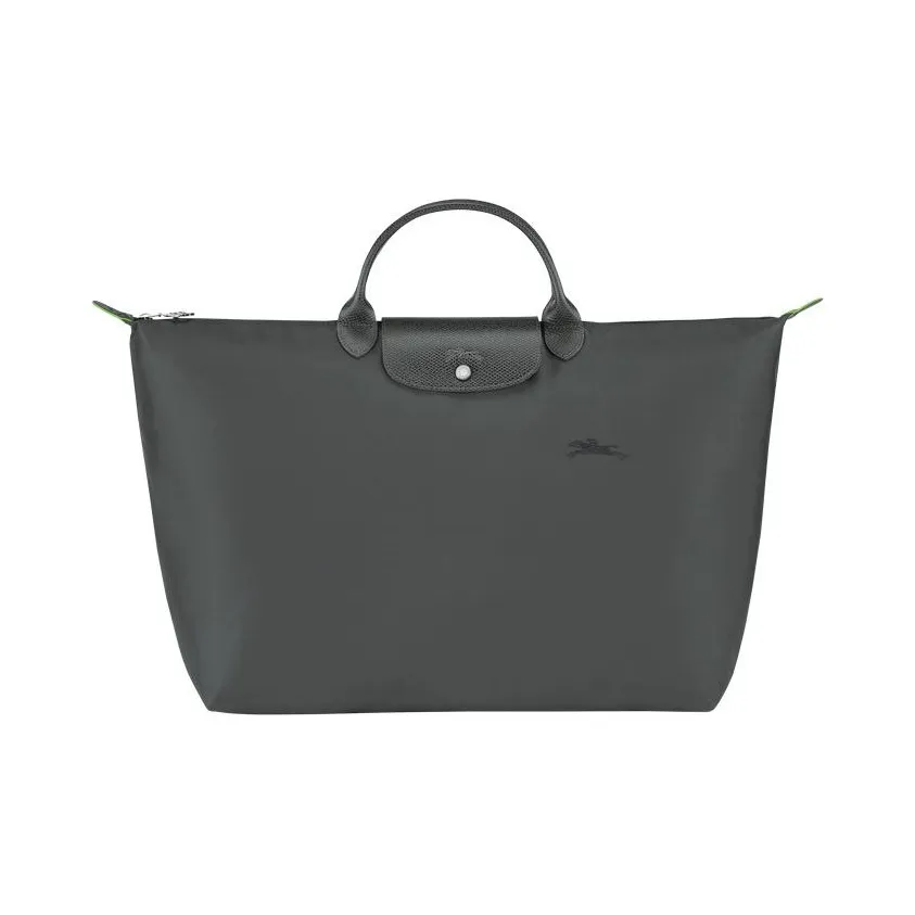 LONGCHAMP Le Pliage Green Canvas With Leather Trim Canvas Bag Travel Bag Handbag Large Size Women's Graphite Gray