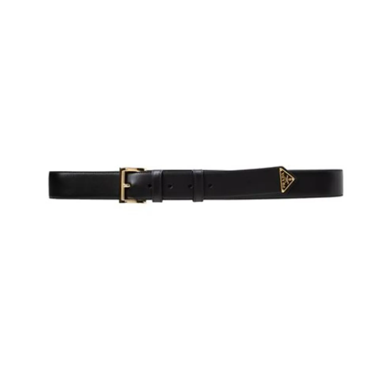 PRADA Logo Plaque Square Buckle Belt