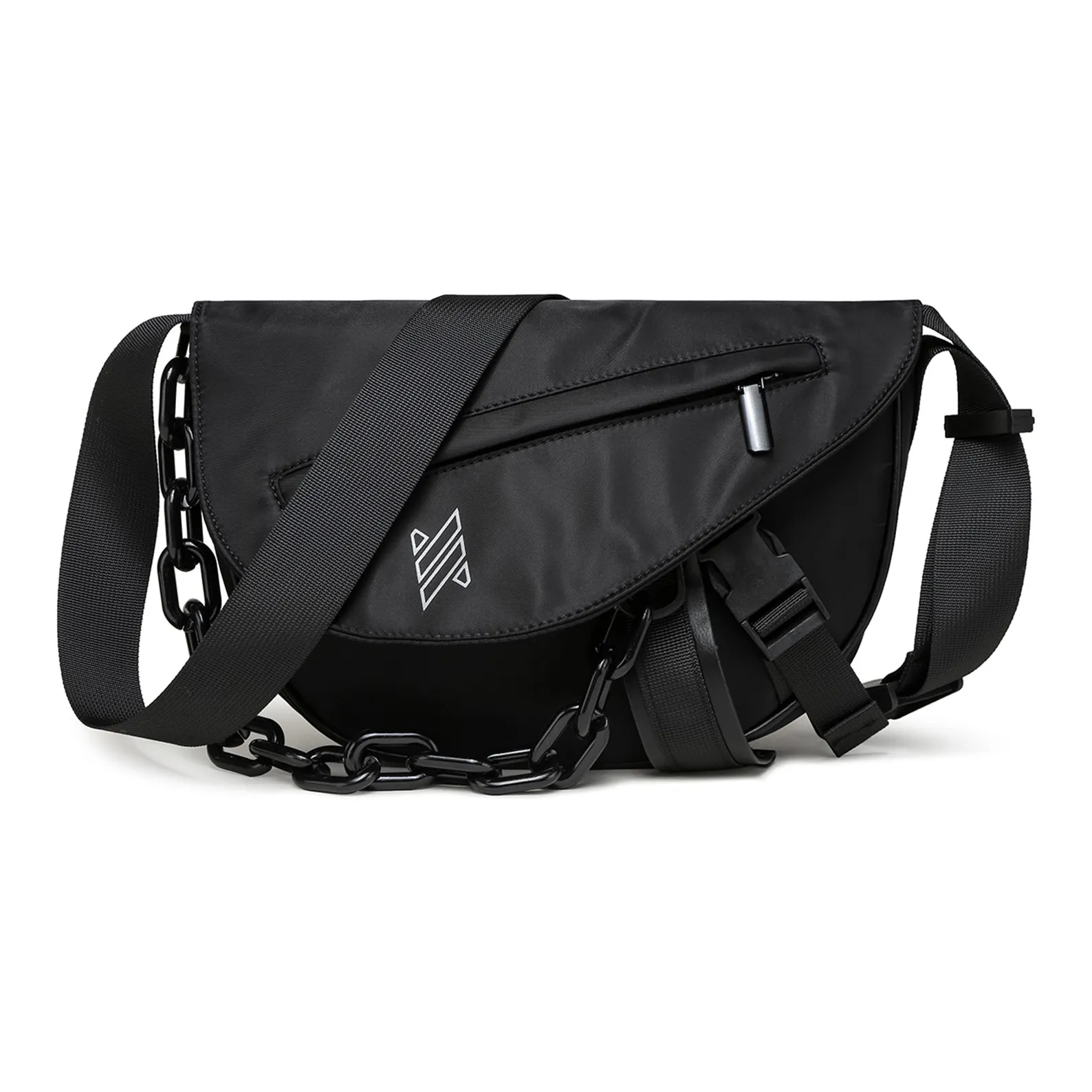 NOMK Oxford Workwear Bag, Messenger Bag, Backpack, Shoulder Bag, Crossbody Bag Small Size Unisex Black