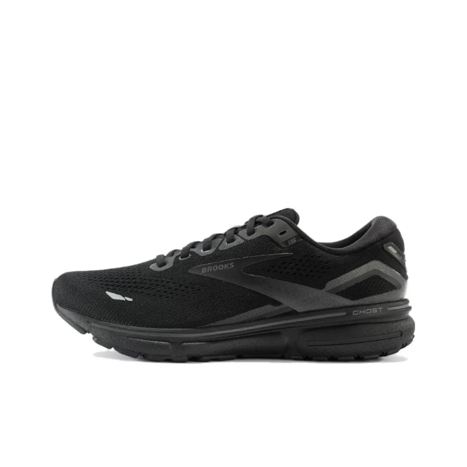 Brooks Ghost 15 Slip-resistant Abrasion-resistant Low Top Марафон Беговые кроссовки Мужские Чисто черный