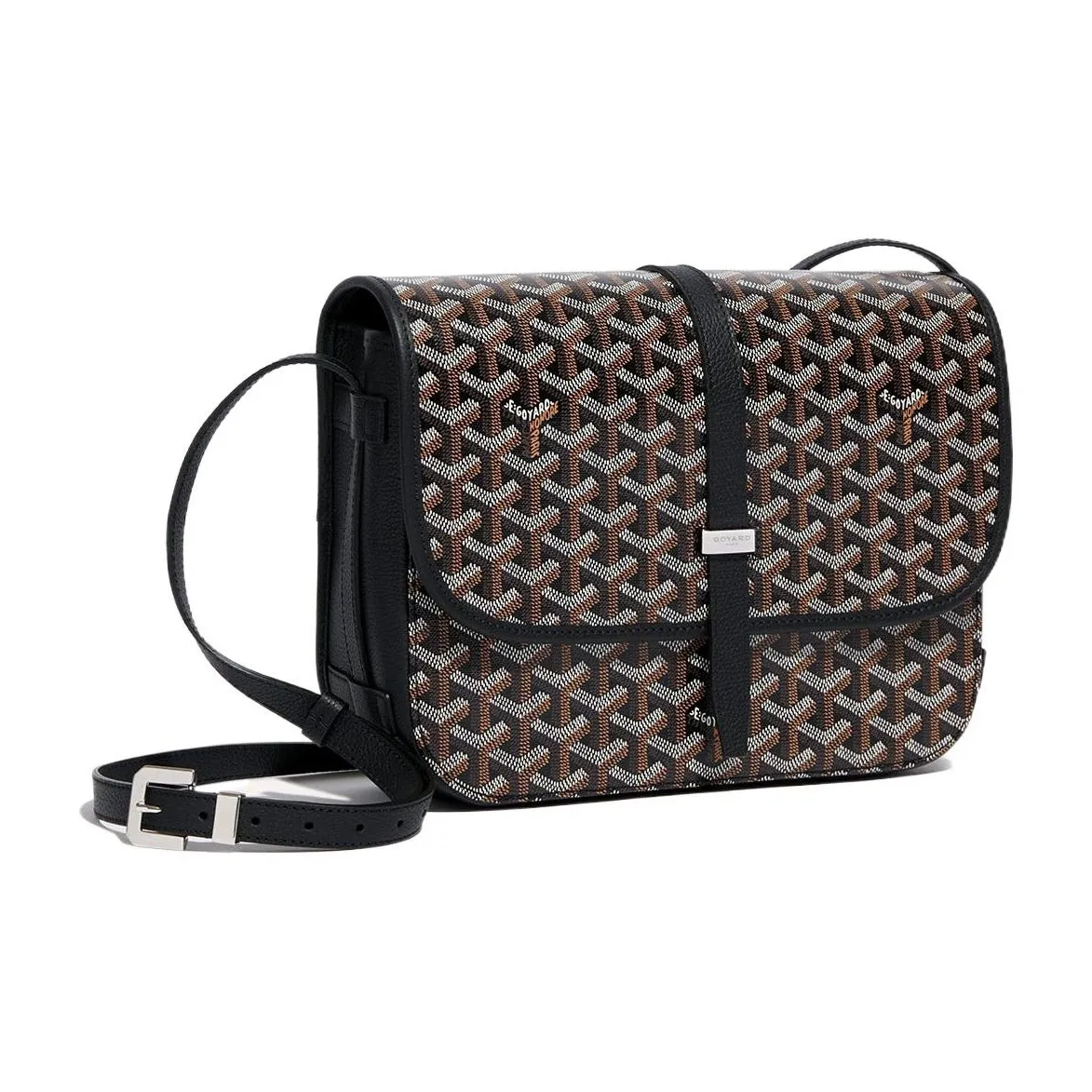 GOYARD Belvédère Canvas With Leather Crossbody Bag, Shoulder Bag Unisex Black