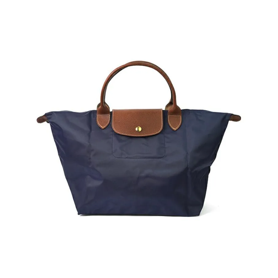 LONGCHAMP Le Pliage Recycled Polyamide Canvas With Cow Leather Dumpling Bag Handbag Medium Size Women's Sea Blue