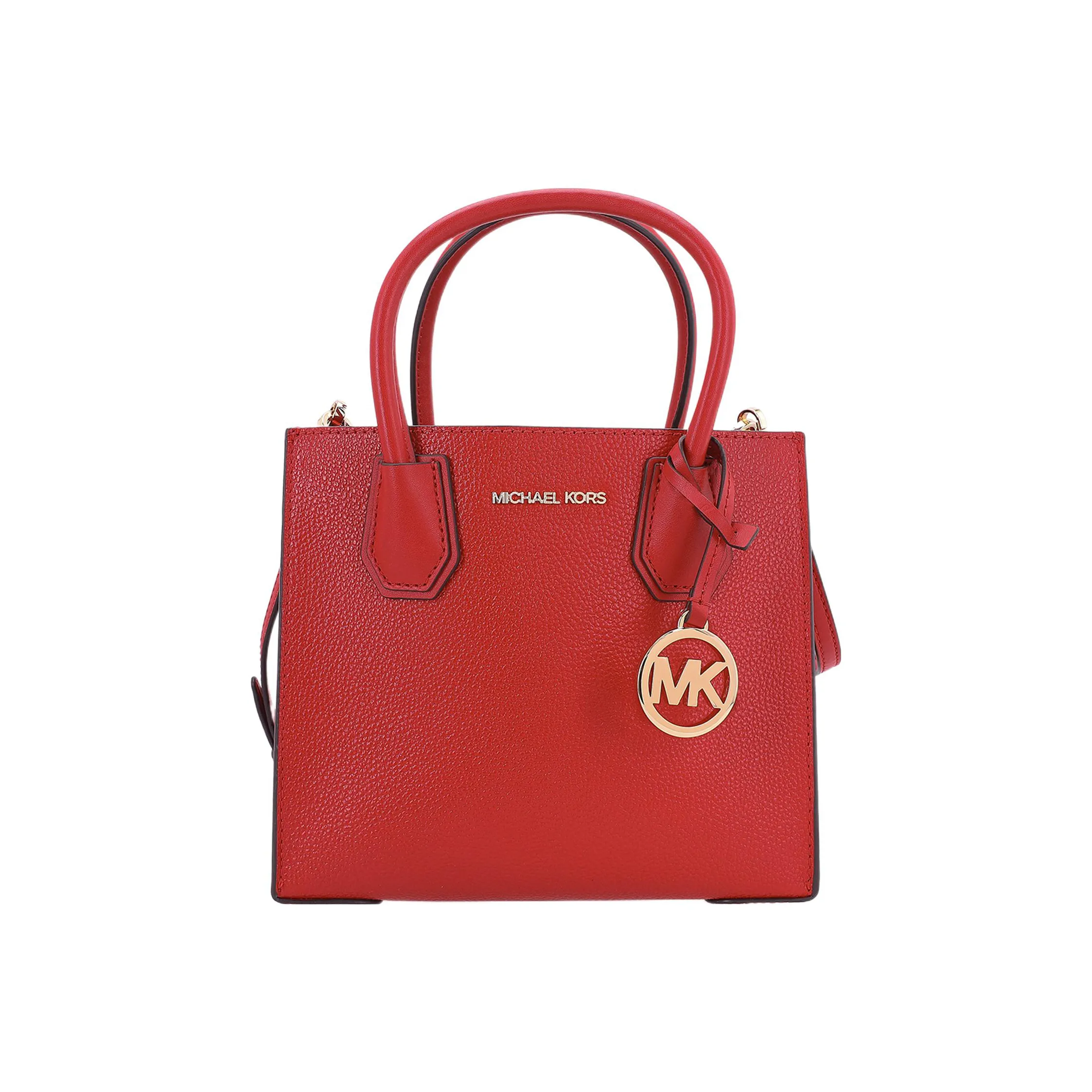 MICHAEL KORS Mercer Litchi Grain Cow Leather Trunk Bag, Handbag, Crossbody Bag Trumpets Women's Red