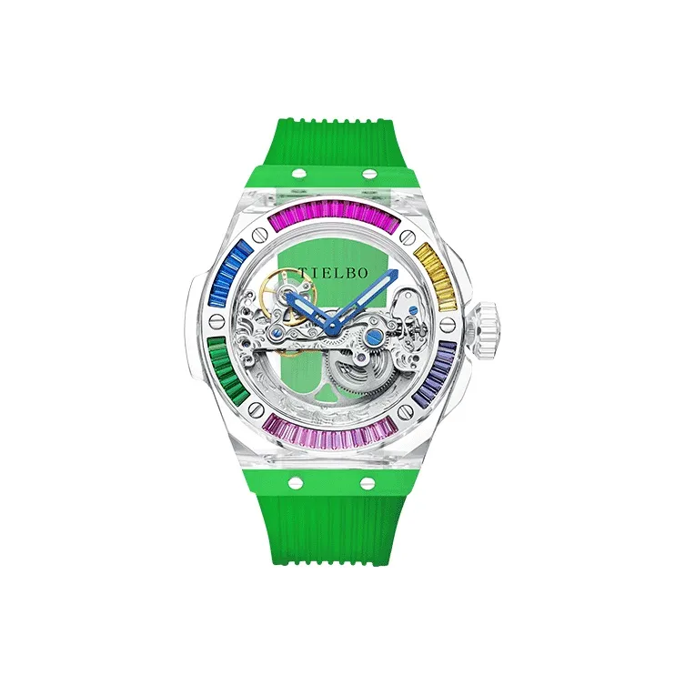 TIELBO Crystal Collection Mechanical Movement Watch Unisex Cut-Out Dial T711-6