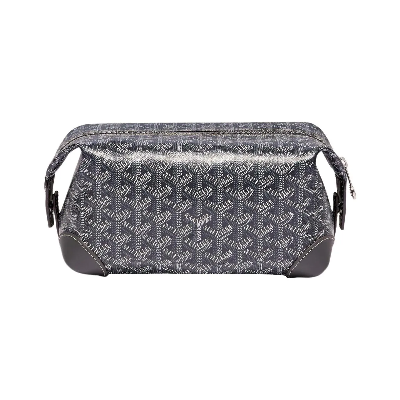 GOYARD Bowling Canvas With Leather Clutch Makeup Bag Unisex Gray