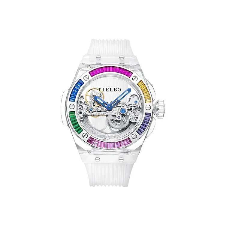 TIELBO Crystal Collection Mechanical Movement Watch Unisex Cut-Out Dial T711-2