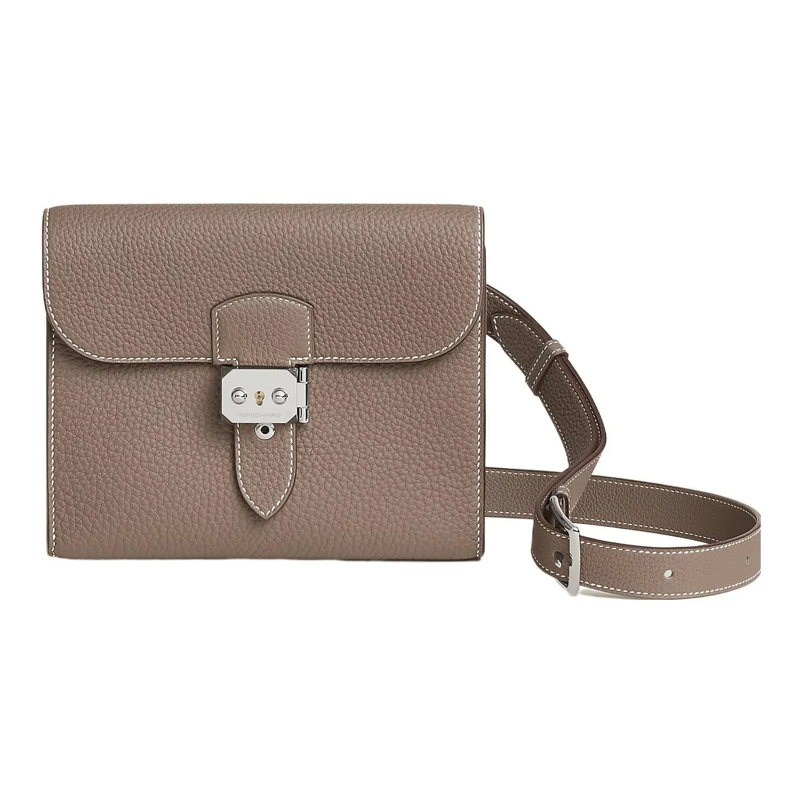 HERMES Sac A Depeches Togo Calfskin Messenger Bag, Crossbody Bag, Shoulder Bag Men's 18 Etoupe Elephant Gray