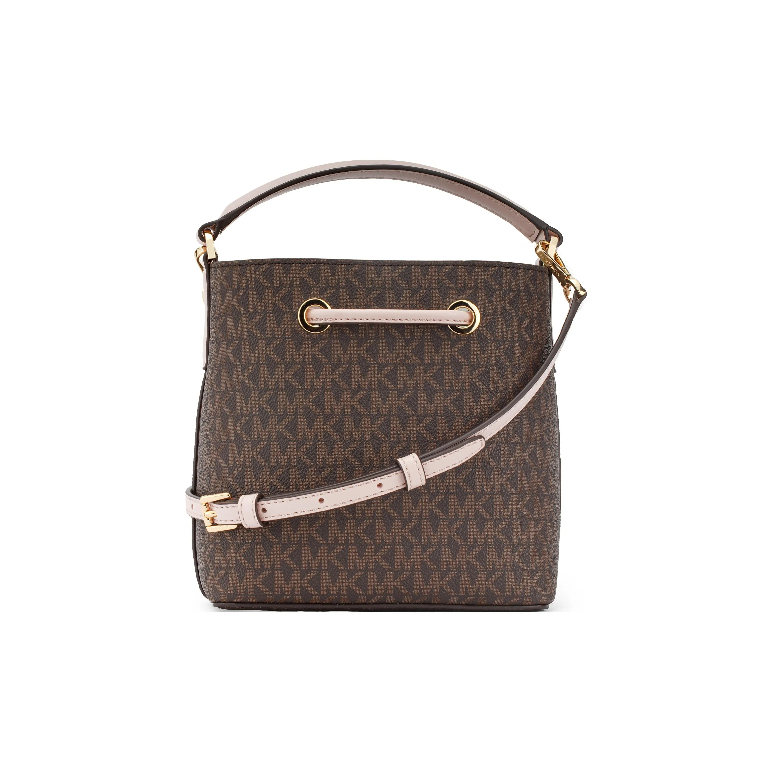 MICHAEL KORS Suri Canvas Bucket Bag Handbag Shoulder Bag Crossbody Bag Small Size Women's Brown & Pink
