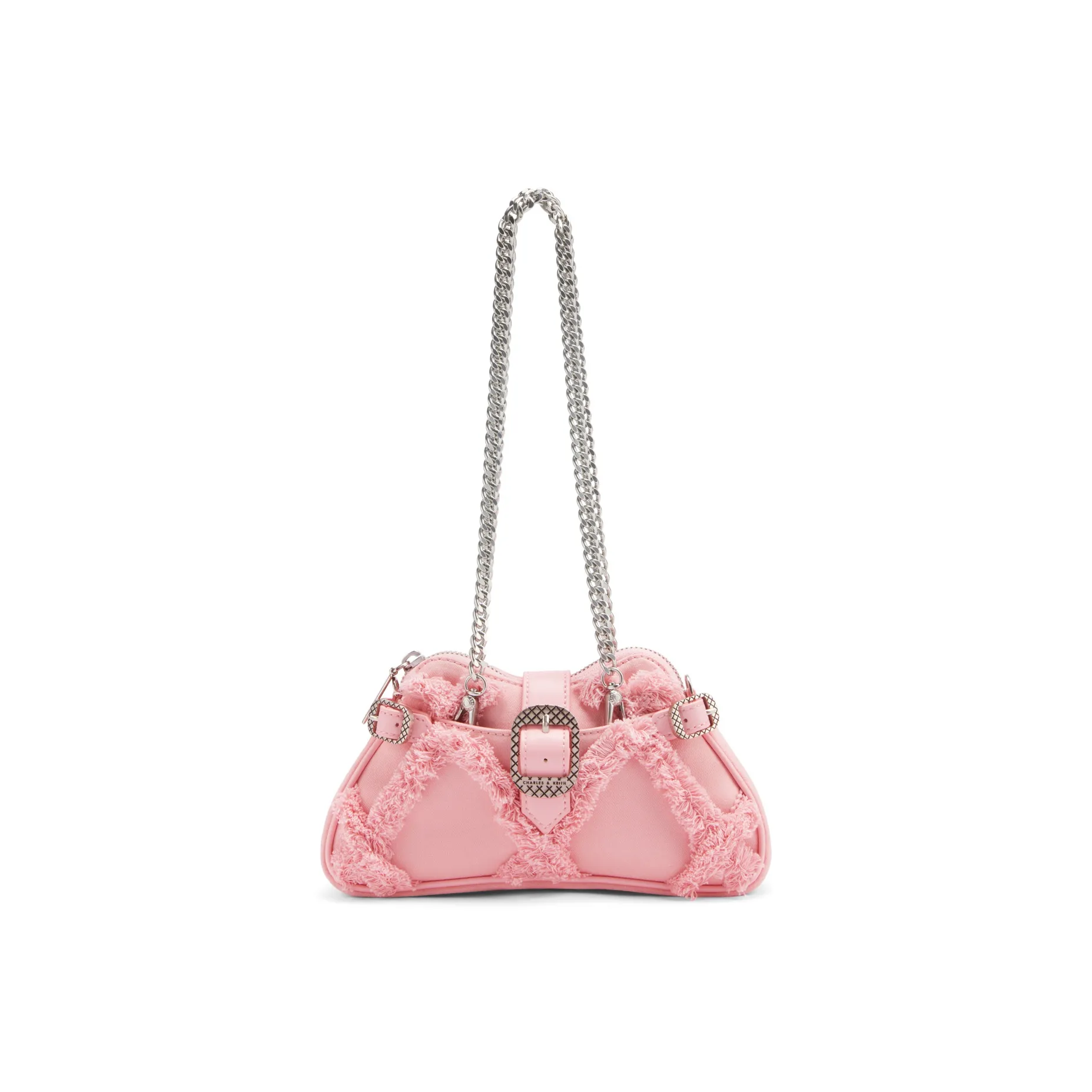 CHARLES KEITH ПУ (полиуретан) текстиль сумка через плечо женская розовая