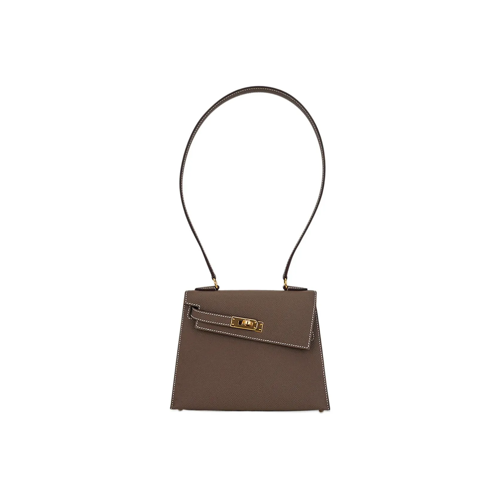 HERMES Kelly Epsom Leather Kelly Bag, Portable Crossbody Bag, Shoulder Bag Women's 18 Etoupe Elephant Gray