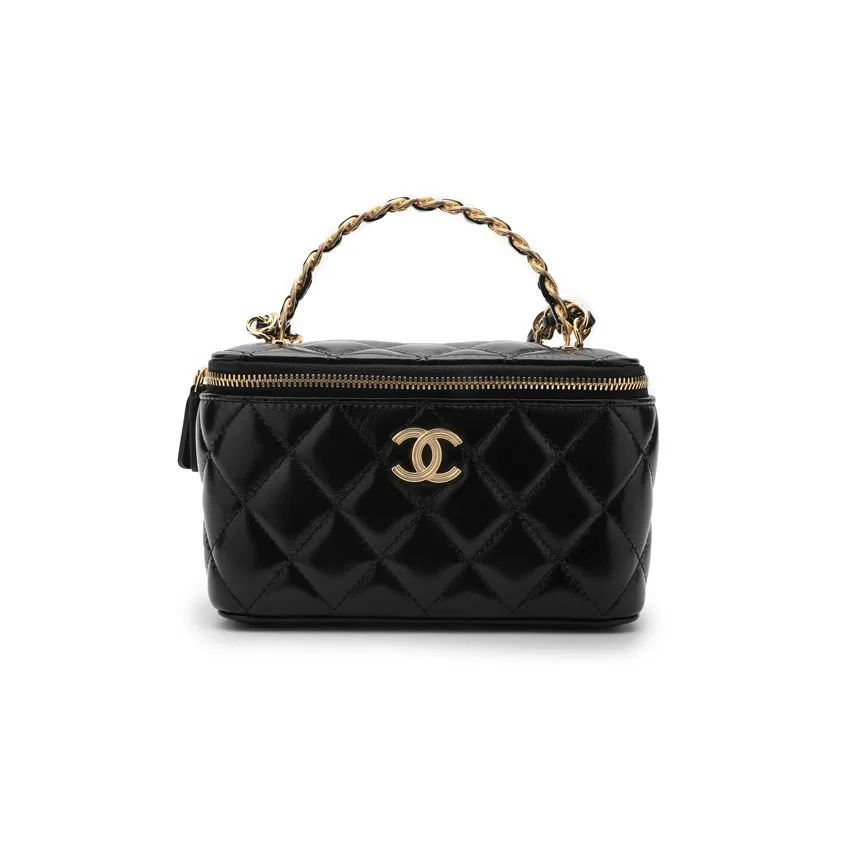 CHANEL Sheepskin Portable One Shoulder Crossbody Clutch Women's Black
