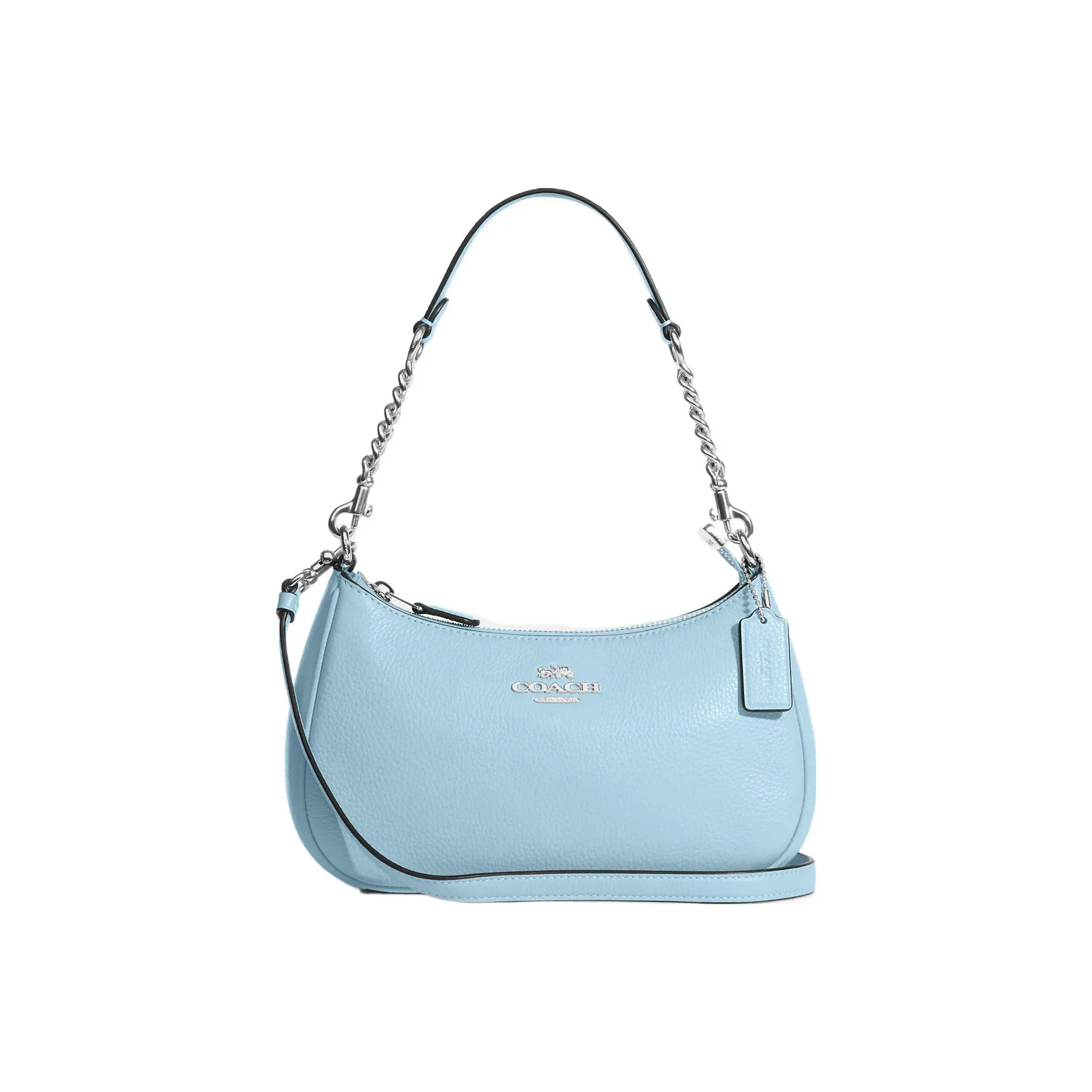 COACH Teri Pebble Texture Cow Leather Crescent Bag, Shoulder Bag, Portable Crossbody Bag, Shoulder Bag Women's Blue