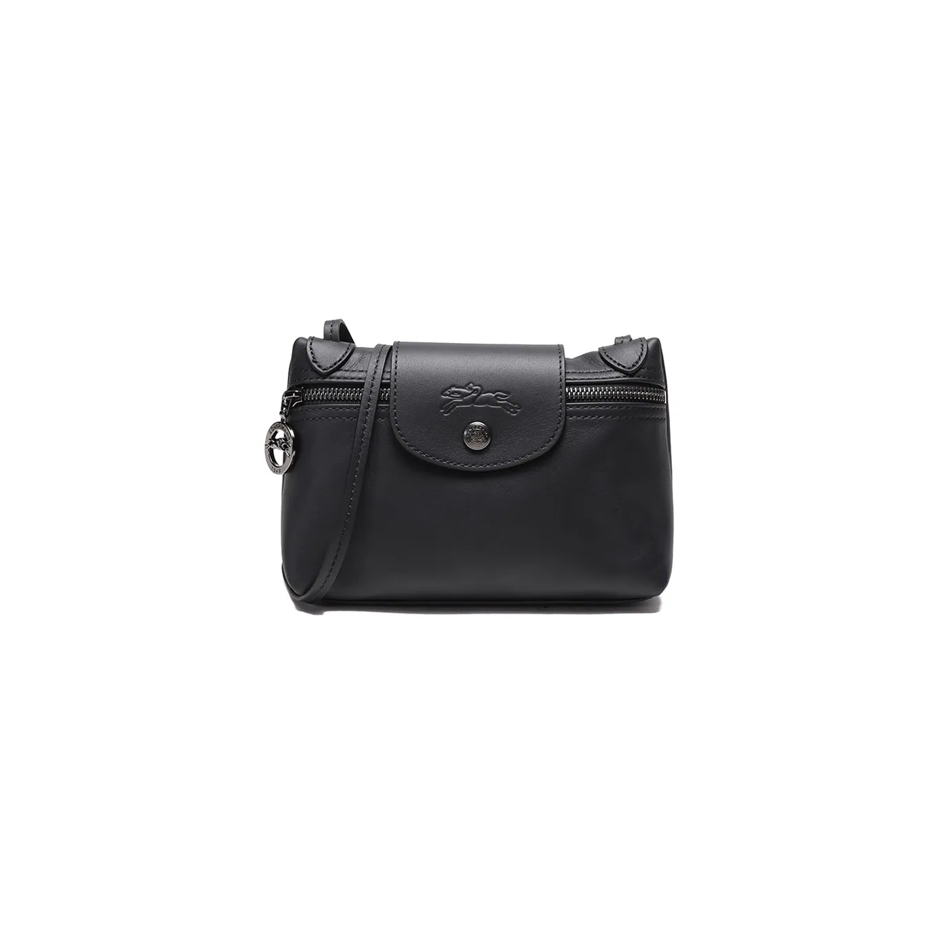 LONGCHAMP Le Pliage Leather Shoulder Bag Crossbody Bag Women's Black