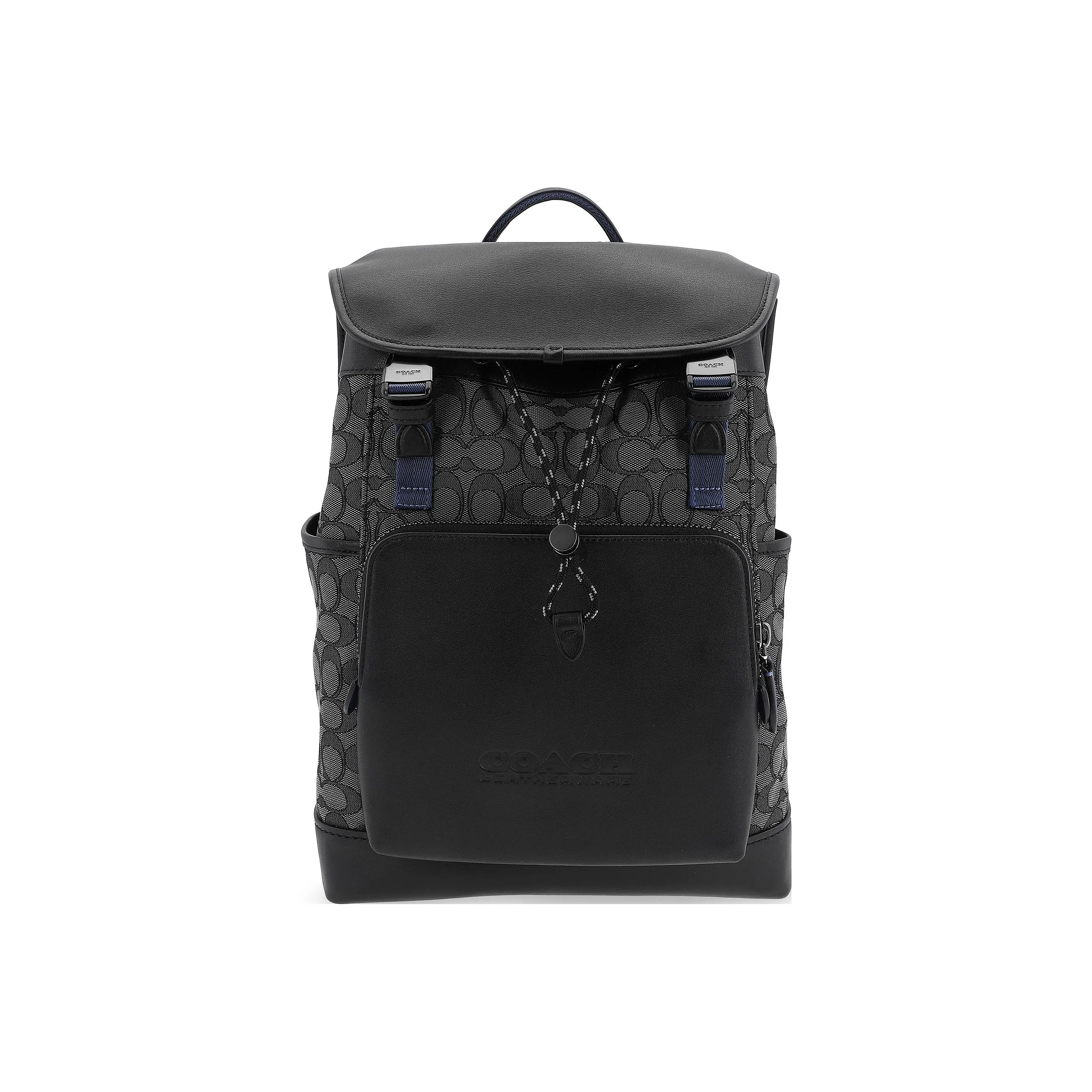 coach marrone League Fabric With Calfskin Travel Bags Backpack Large Size Men's Black
