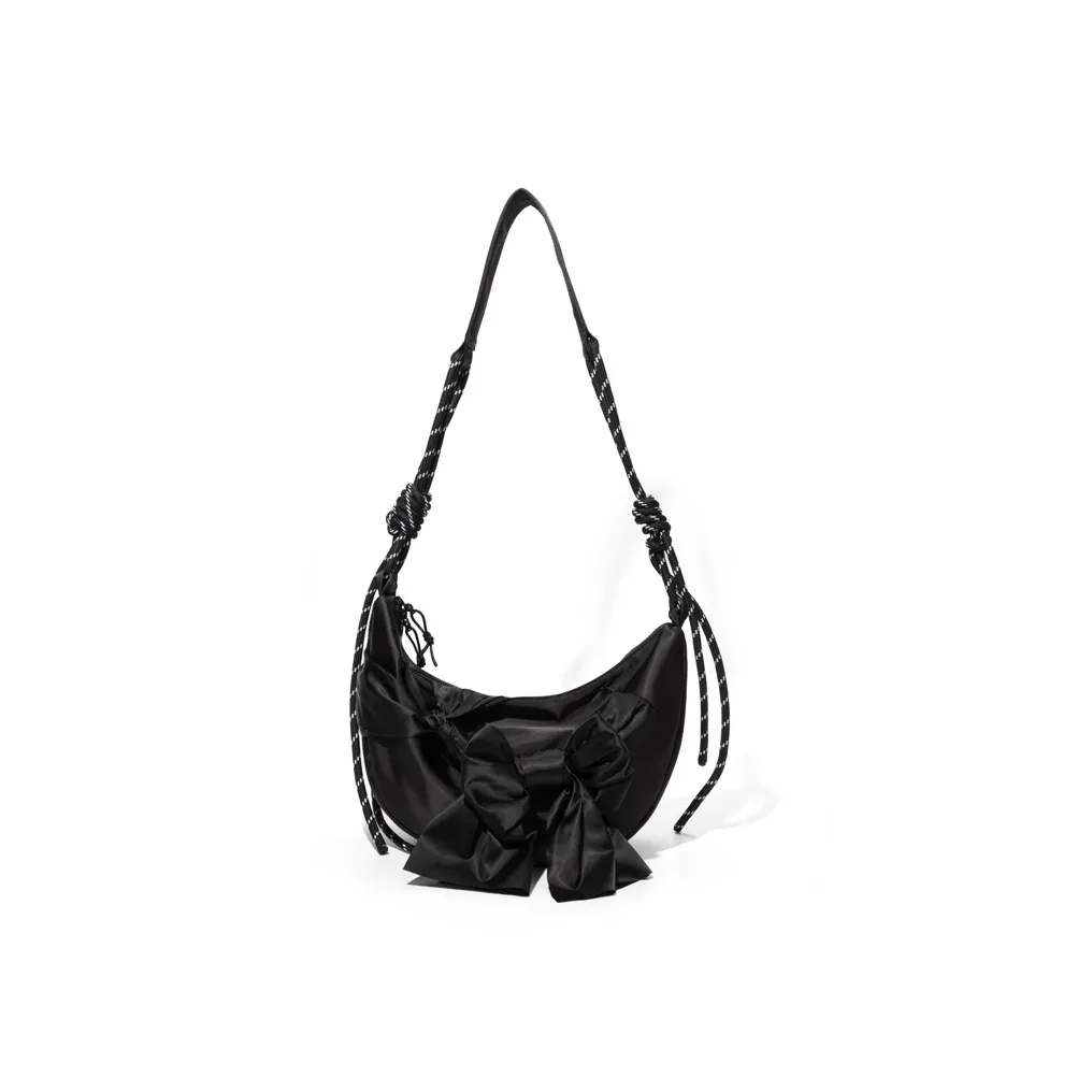 SHUNYIDE Nylon Bowknot Bag Crossbody Bag Medium Size Unisex Black/Pink
