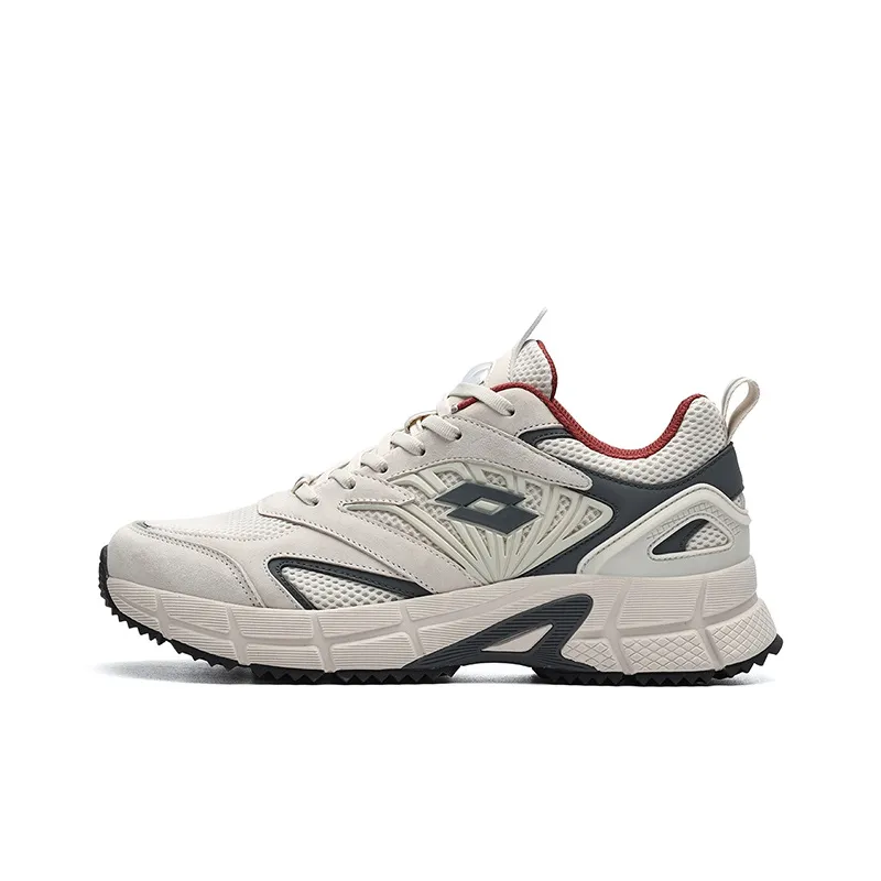 LOTTO Cushioned Wear-Resistant Slip-Resistant Low-Top Running Shoes Men's Oatmeal White